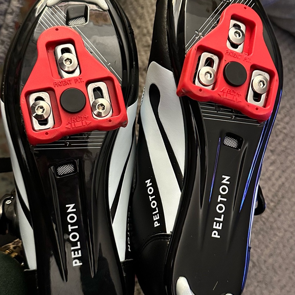 Peloton Cycling Shoes with Red Cleats